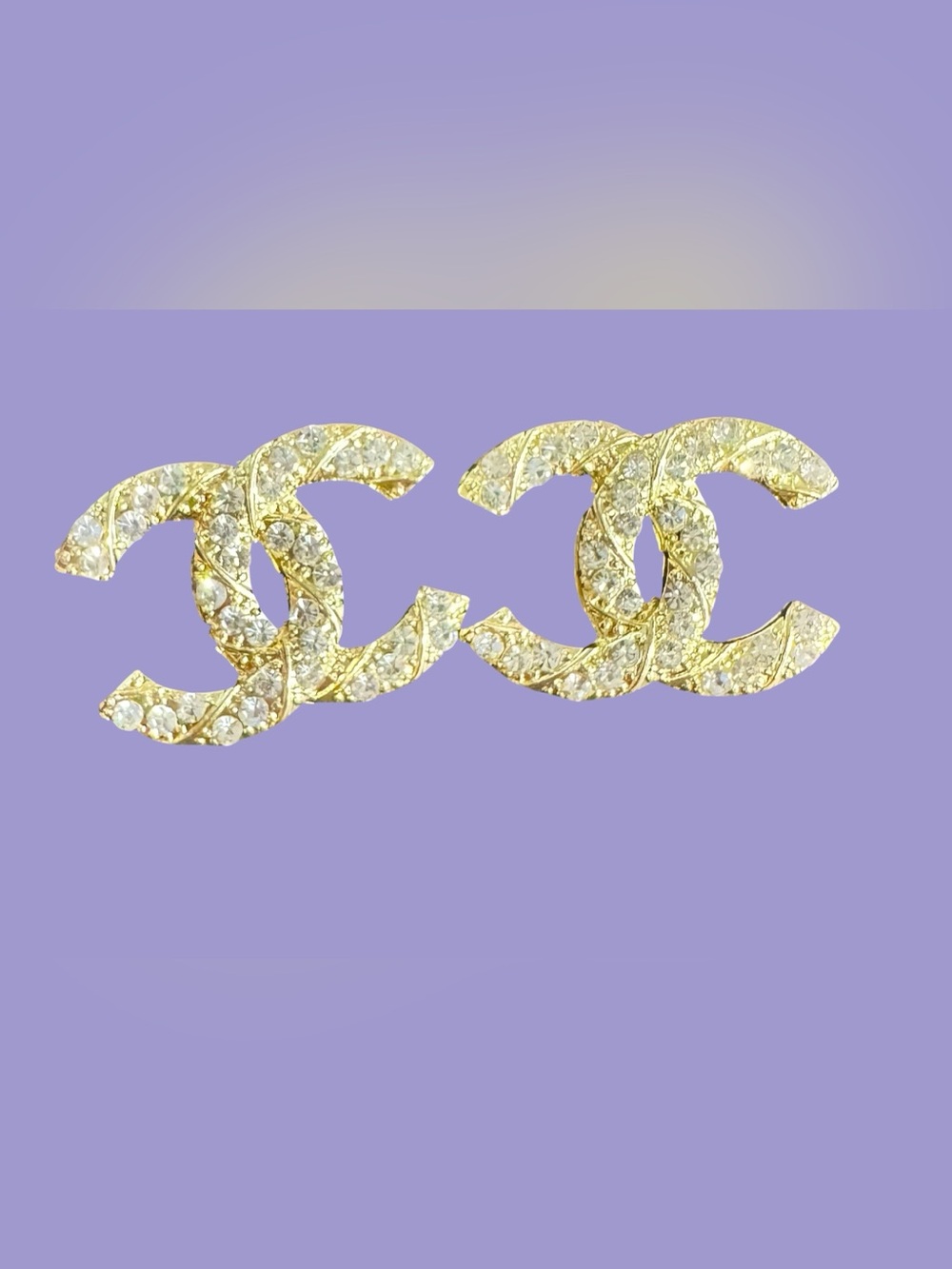 Gold Crystal Double-C Logo Stud Earrings - Designer Style
